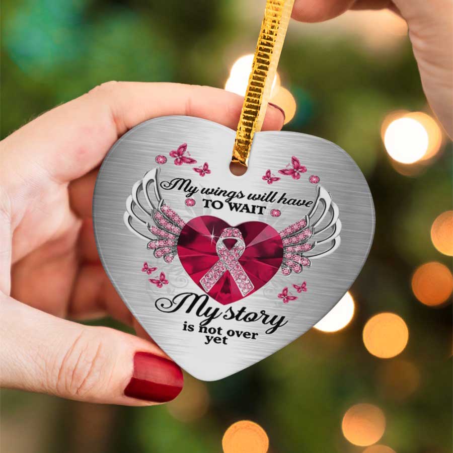 Breast-Cancer-My-Wings-Will-Have-To-Wait-Red-Ceramic-Ornament Breast Cancer My Wings Will Have To Wait Red Ceramic Ornament