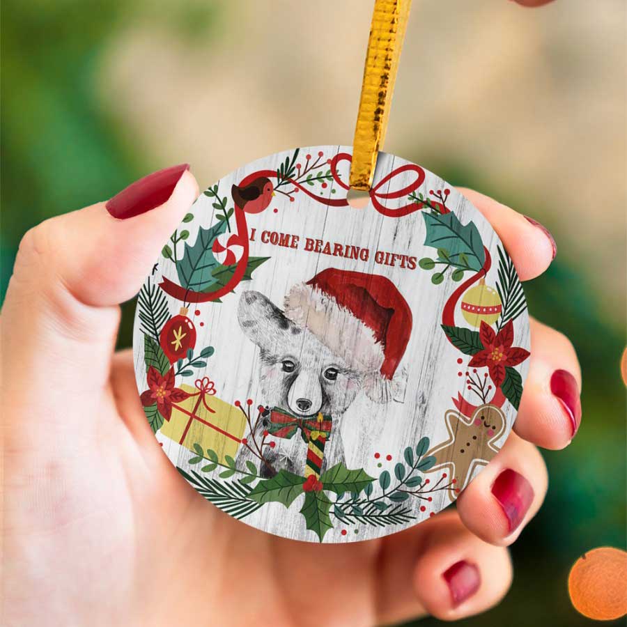 Christmas-Bear-I-Come-Bearing-Gifts-Ceramic-Ornament Christmas Bear I Come Bearing Gifts Ceramic Ornament