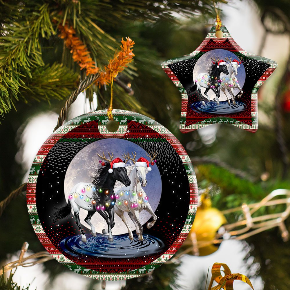 Running-Horses-Christmas-Ceramic-Ornament Running Horses Christmas Ceramic Ornament