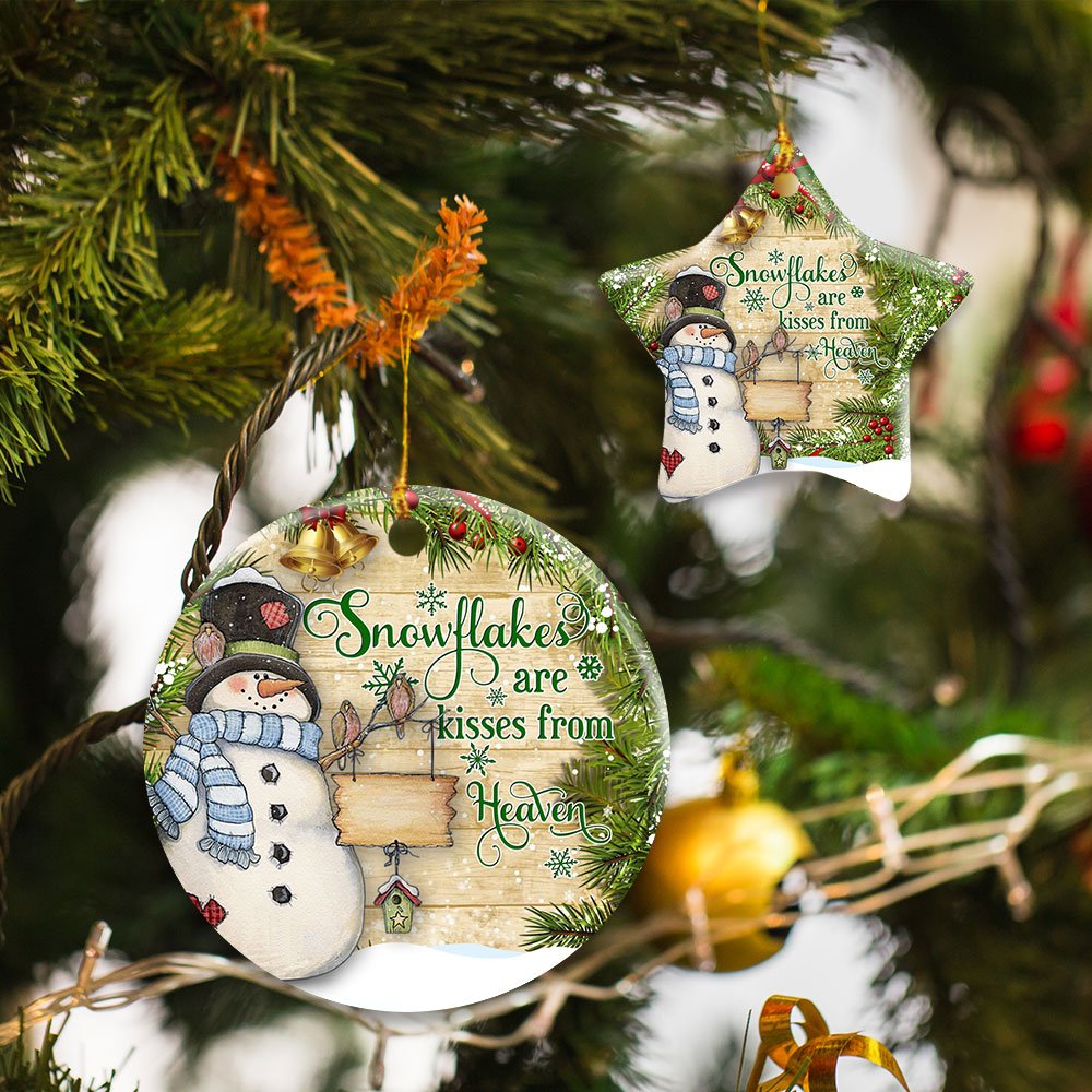 Snowflakes-Are-Kisses-from-Heaven-Snowman-Ceramic-Ornament Snowflakes Are Kisses from Heaven