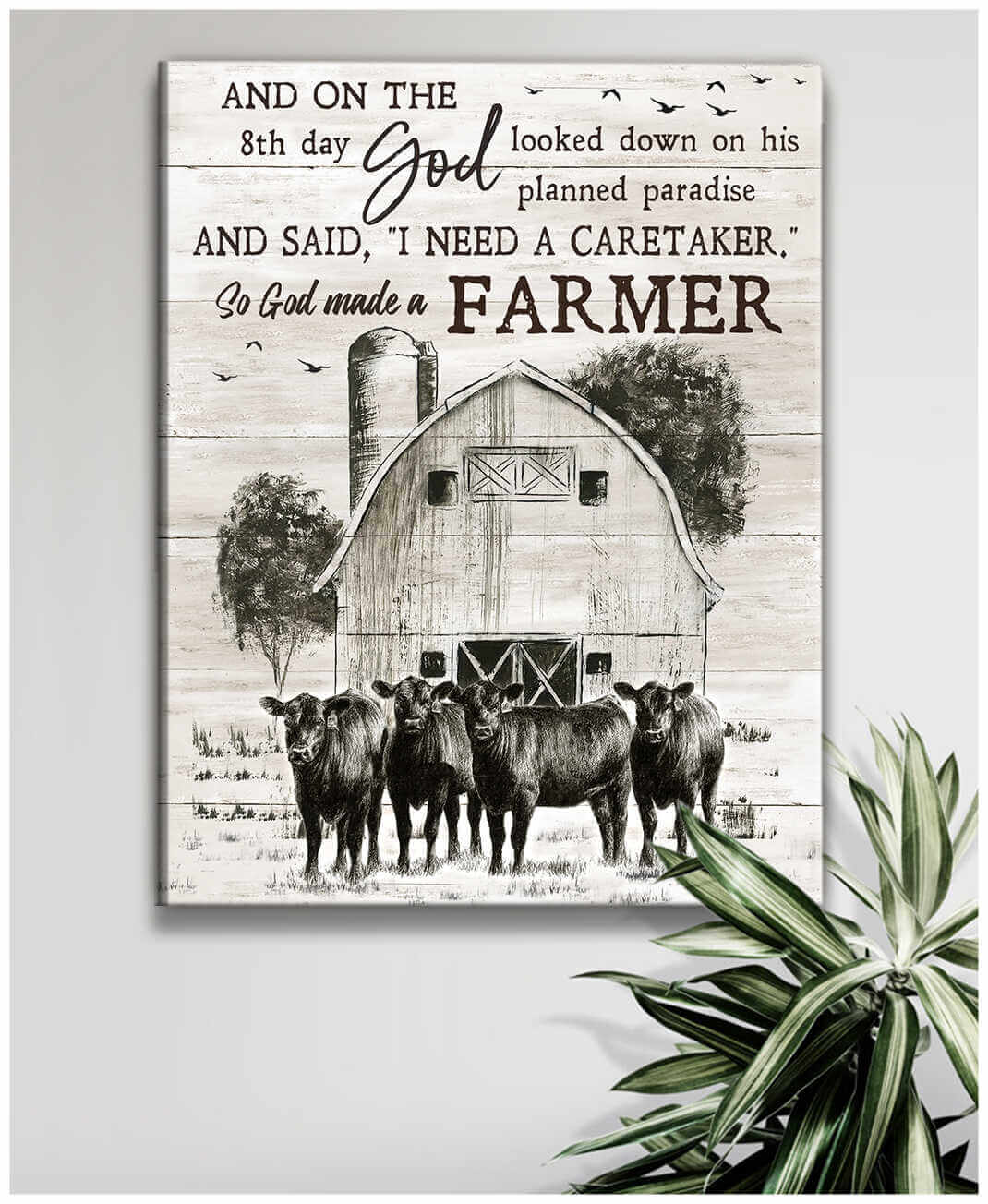 Farm-Farmhouse-Angus-Cow-Canvas-So-God-Made-A-Farmer-Wall-Art-Decor Farm Farmhouse Angus Cow Canvas So God Made A Farmer Wall Art Decor