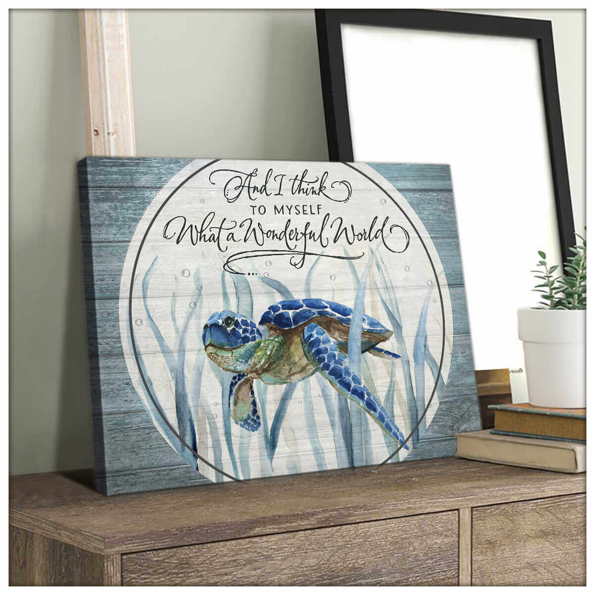 What-A-Wonderful-World-Sea-Turtle-Canvas-Prints-Wall-Art-Decor What A Wonderful World Sea Turtle Canvas Prints Wall Art Decor