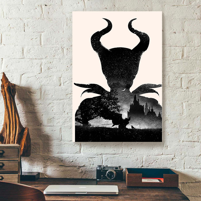 Disney-Villains-Maleficent-Reflection-Starry-Night-Cartoon-Canvas-Poster-Prints-Wall-Art-Decor-1