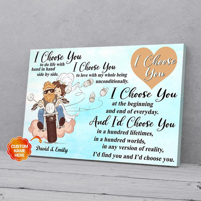 Personalized-Gift-For-Couple-Motorcycle-Canvas-Wall-Art-I-Choose-You Personalized Gift For Couple Motorcycle Canvas Wall Art I Choose You