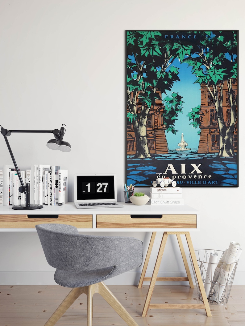 Aix-en-Provence-Travel-Poster-Vintage-Travel-Print-France-Wall-Art-Print-Canvas-Print-Wall-Decor-Hanger-Framed-Print-1