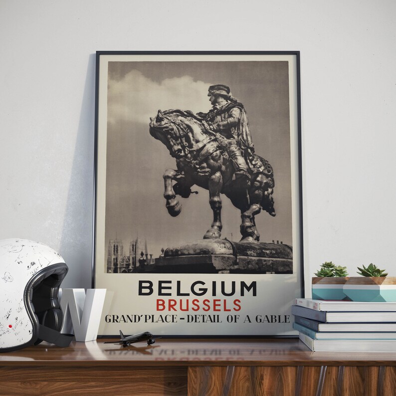 Brussels-Poster-Vintage-Belgium-Vintage-Travel-Poster-Framed-Art-Wall-Art-Canvas-Poster-Art-Wall-Art-Prints-1