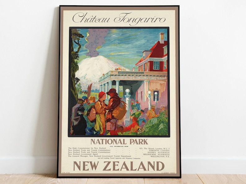 Chateau-Tongariro-New-Zealand-Vintage-Travel-Poster-Wall-Prints-s-Wall-Art-Decor-Hanger-Framed-Print Chateau Tongariro New Zealand Vintage Travel Poster Wall Prints s Wall Art Decor Hanger Framed Print