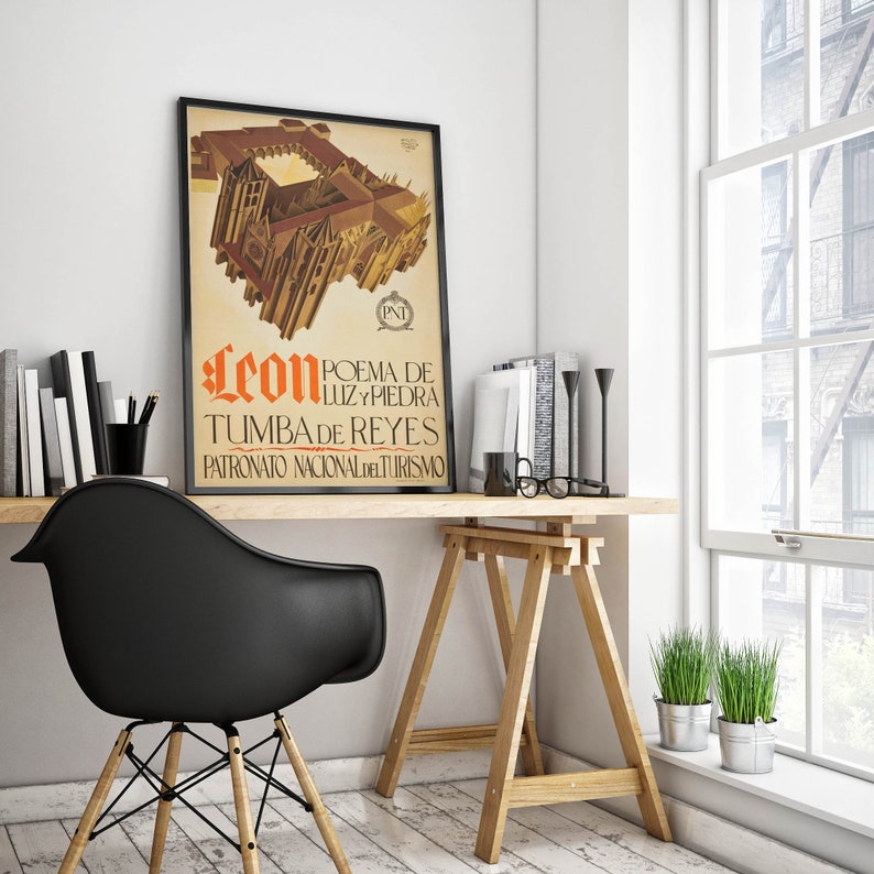 Leon-Travel-Poster-Vintage-Travel-Print-Spain-Wall-Art-Print-Canvas-Print-Wall-Decor-Hanger-Framed-Print-1