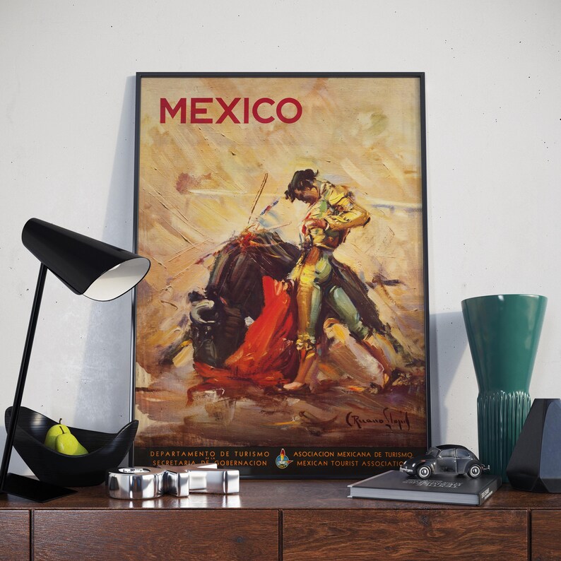 Mexico-Art-Print-Vintage-Wall-Art-Print-Mexico-Retro-Wall-Poster-Canvas-Print-Hanger-Framed-1