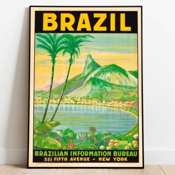 Rio De Janeiro Travel Poster Vintage Travel Print Brazil Wall Art Print Canvas Print Wall Decor Hanger Framed Print