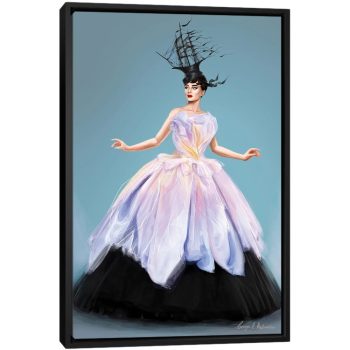 Audrey Hepburn In Dior - Black Framed Canvas