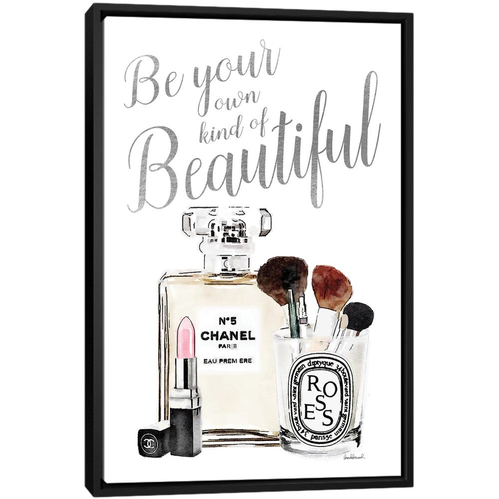 Be-Your-Own-Kind-Of-Beauty-Silver-Makeup-Black-Framed-Canvas-Stretched-Wrapped-Canvas-Print-Wall-Art-Decor Be Your Own Kind Of Beauty Silver Makeup - Black Framed Canvas