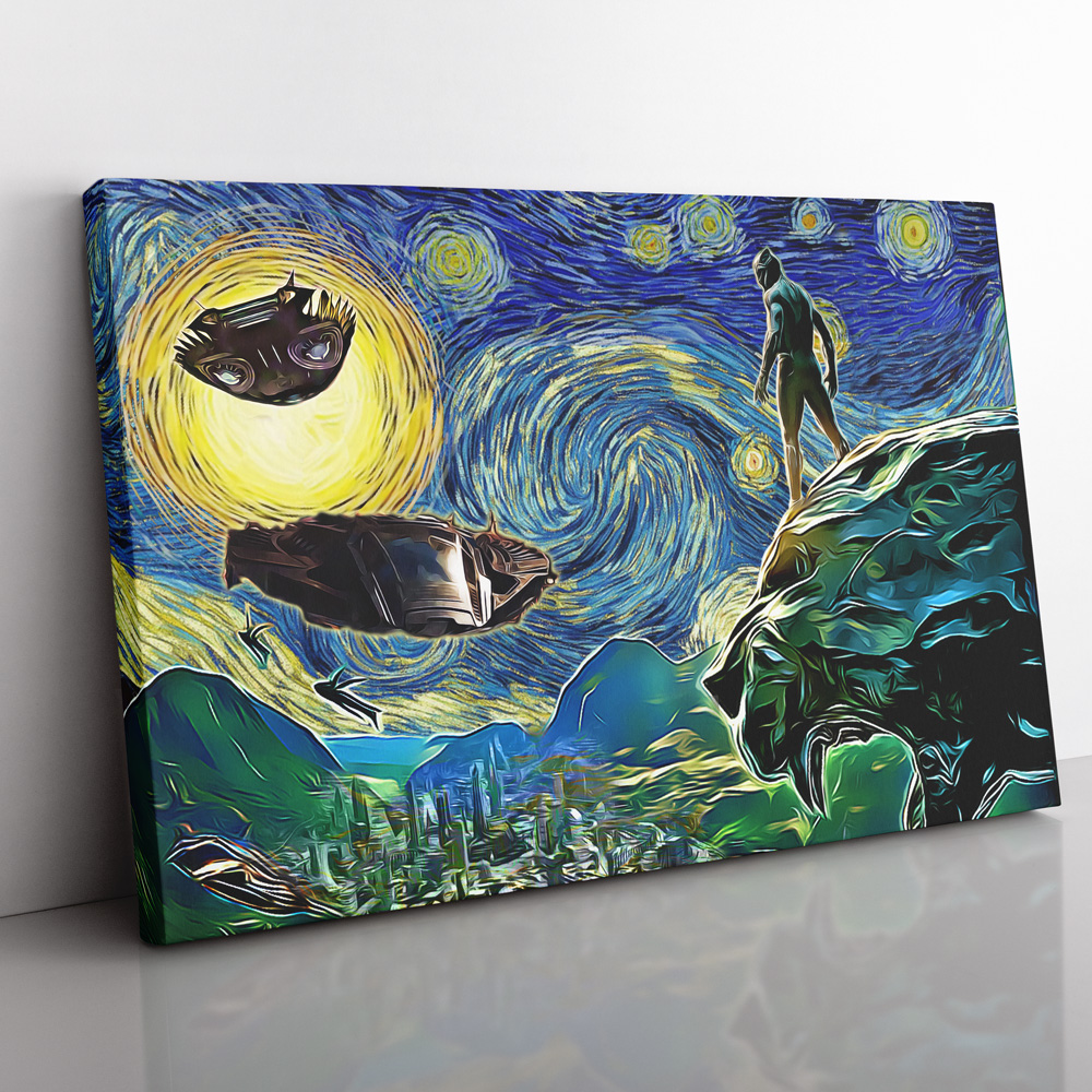 Black-Panther-Starry-Night-Wakanda-Canvas-Poster-Print-Wall-Art-Decor Black Panther Starry Night Wakanda Canvas Poster Print Wall Art Decor