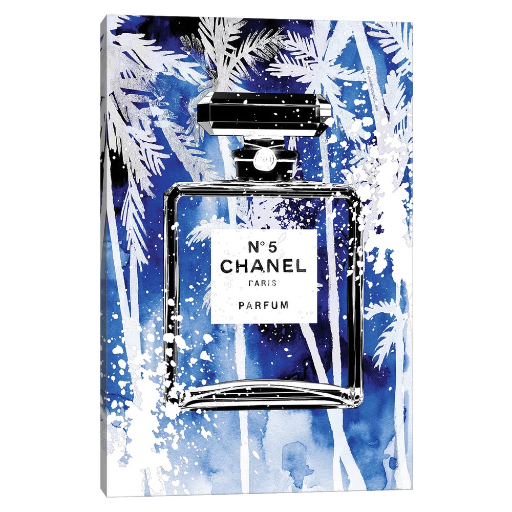 Blue-Palms-Chanel-Black-Framed-Canvas-Stretched-Wrapped-Canvas-Print-Wall-Art-Decor-1 Stretched Wrapped Canvas Print