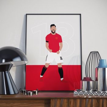 Bruno Fernandes Manchester United Football Canvas Poster Print Wall Art Decor