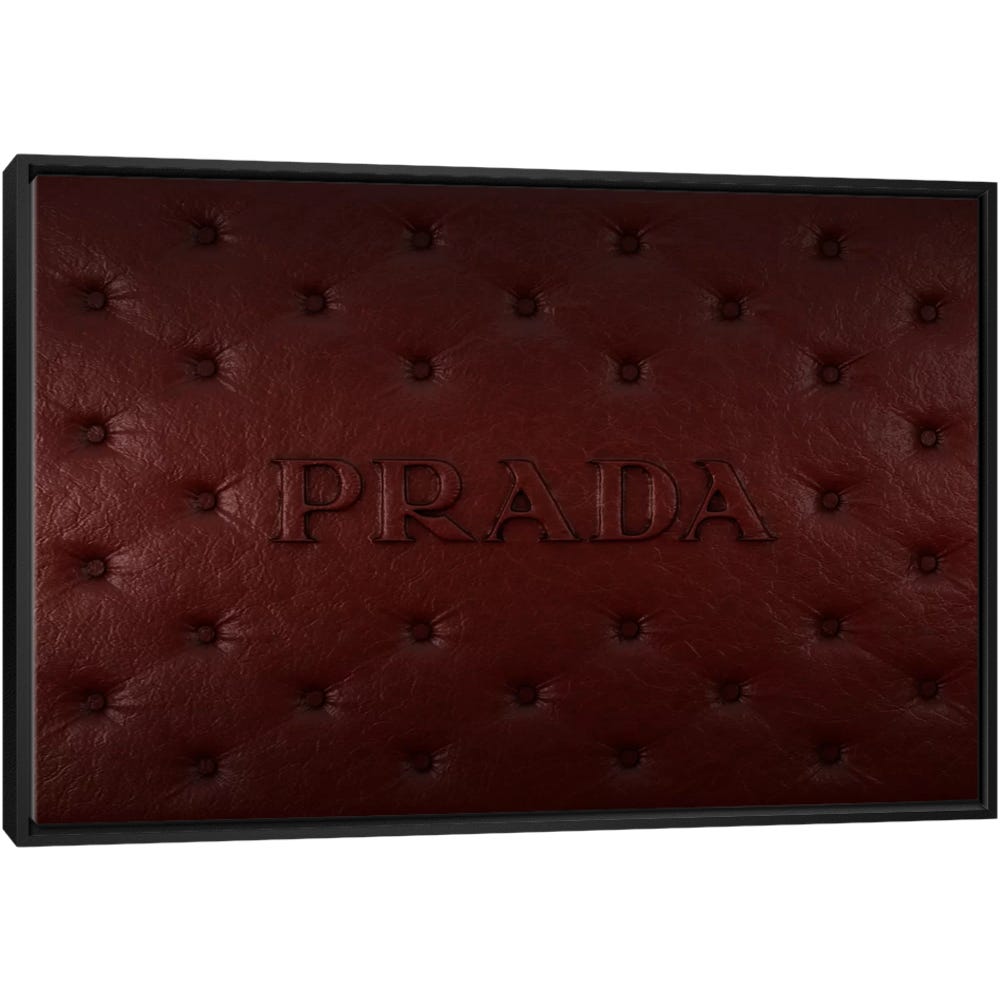 Burgundy-Prada-Black-Framed-Canvas-Stretched-Wrapped-Canvas-Print-Wall-Art-Decor Burgundy Prada - Black Framed Canvas