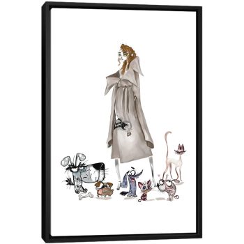 Cartoon World And Balenciaga - Black Framed Canvas