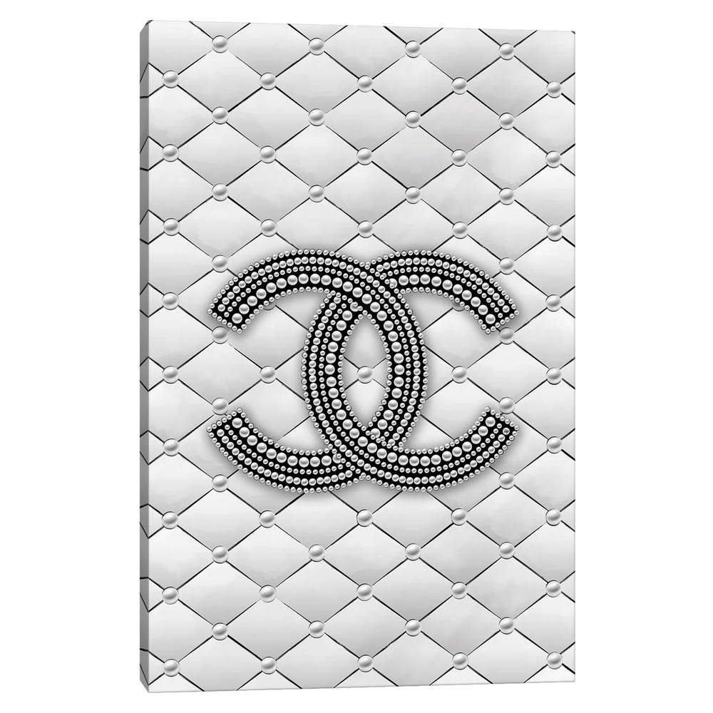 Chanel-Pearl-Logo-Black-Framed-Canvas-Stretched-Wrapped-Canvas-Print-Wall-Art-Decor-1 Stretched Wrapped Canvas Print