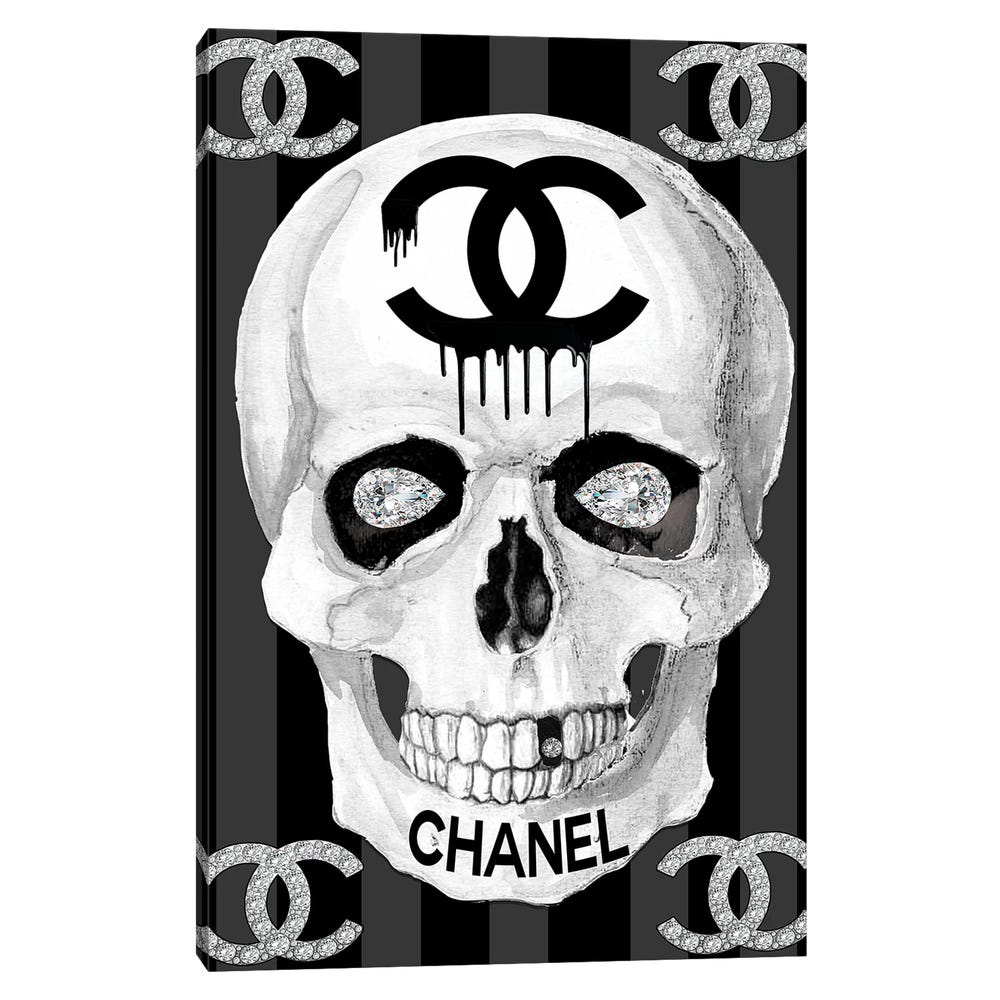 Chanel-Skull-Black-Framed-Canvas-Stretched-Wrapped-Canvas-Print-Wall-Art-Decor-1 Stretched Wrapped Canvas Print