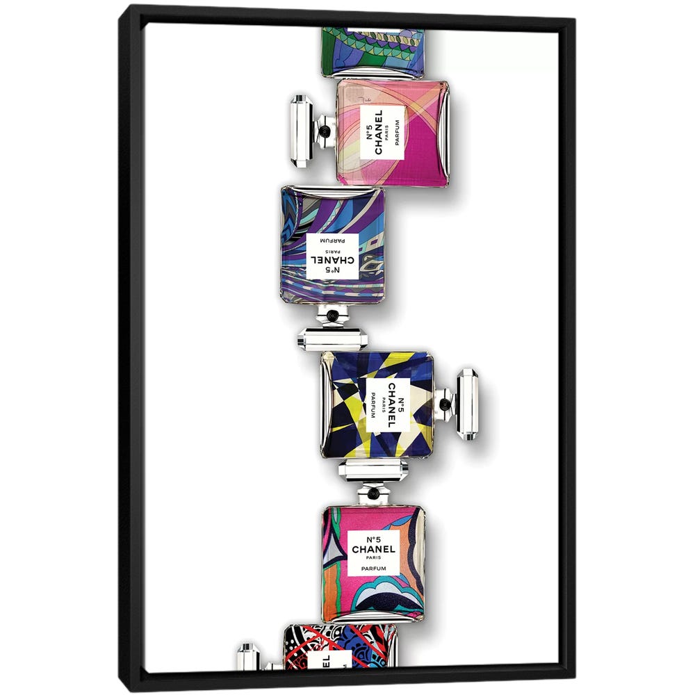 Chanel-X-Pucci-Black-Framed-Canvas-Stretched-Wrapped-Canvas-Print-Wall-Art-Decor Chanel X Pucci - Black Framed Canvas