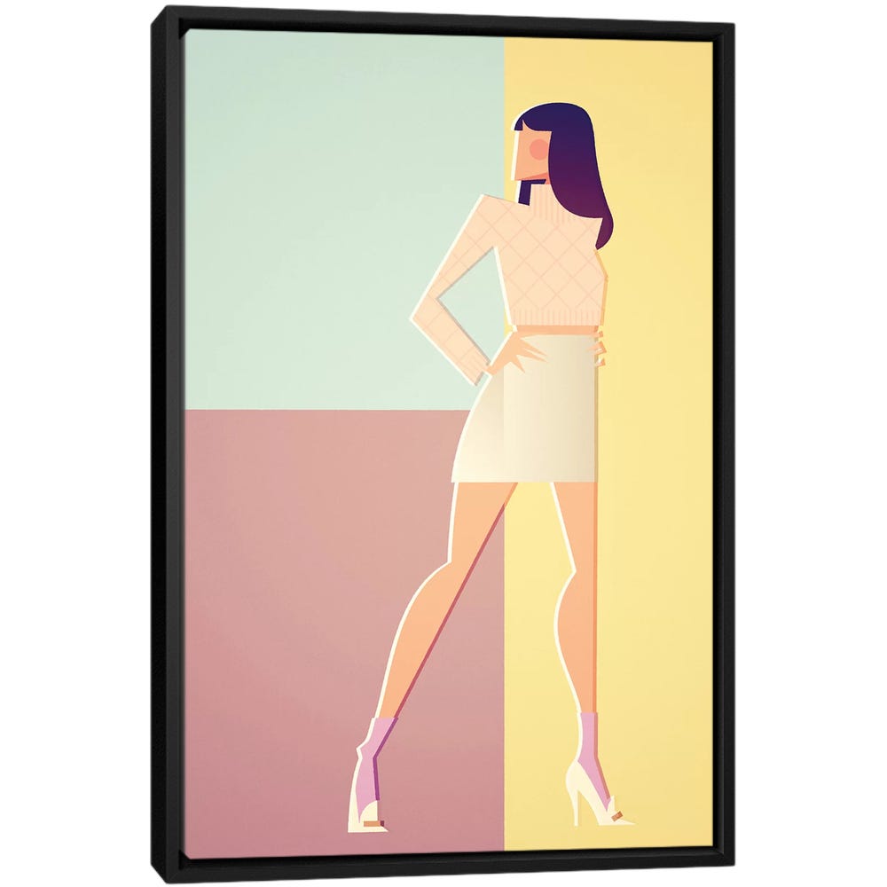 Christy-In-Versace_94-Black-Framed-Canvas-Stretched-Wrapped-Canvas-Print-Wall-Art-Decor Christy In Versace_'94 - Black Framed Canvas