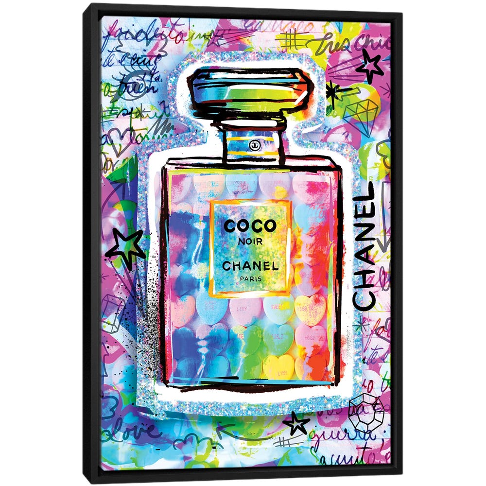 Coco-Perfume-Black-Framed-Canvas-Stretched-Wrapped-Canvas-Print-Wall-Art-Decor Coco Perfume - Black Framed Canvas