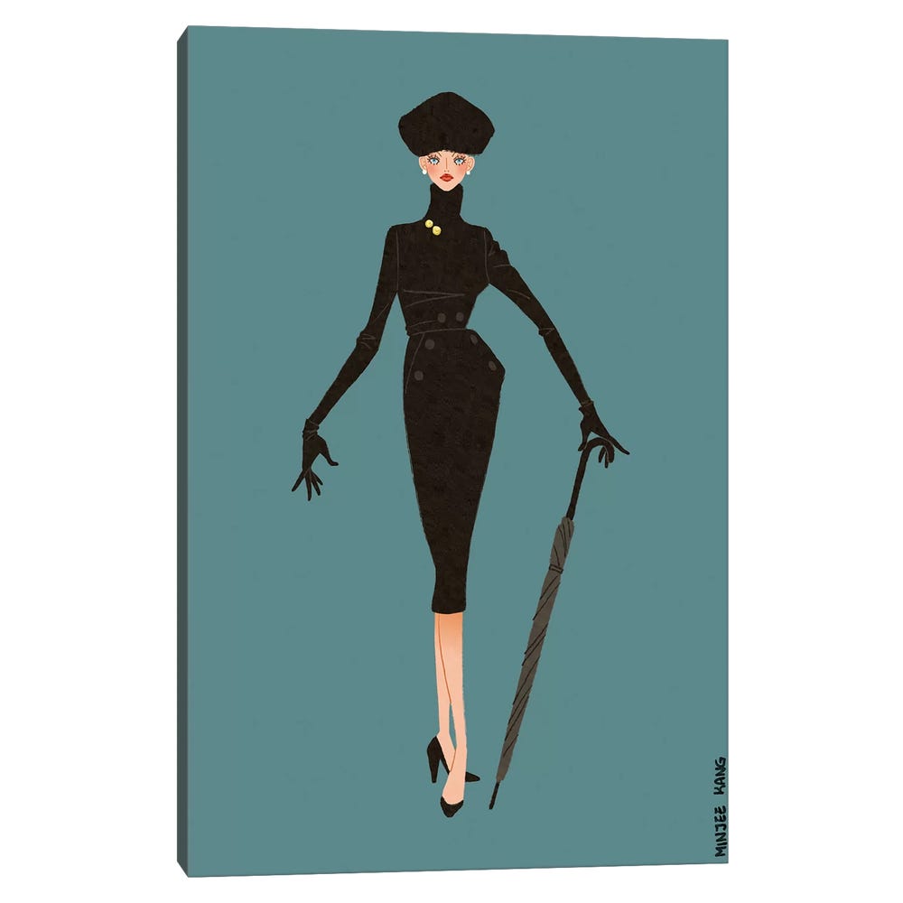 Dior-New-Look-Blue-Black-Framed-Canvas-Stretched-Wrapped-Canvas-Print-Wall-Art-Decor-1 Stretched Wrapped Canvas Print