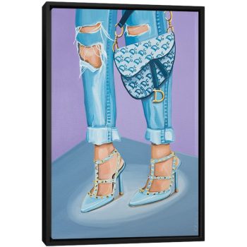 Dior Saddle Bag and Valentino Heels - Black Framed Canvas