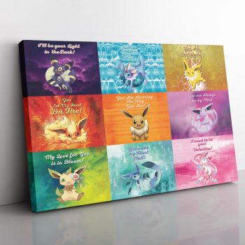 Eeveelutions Love Quotes Pokemon Horizontal Canvas Poster Print Wall Art Decor