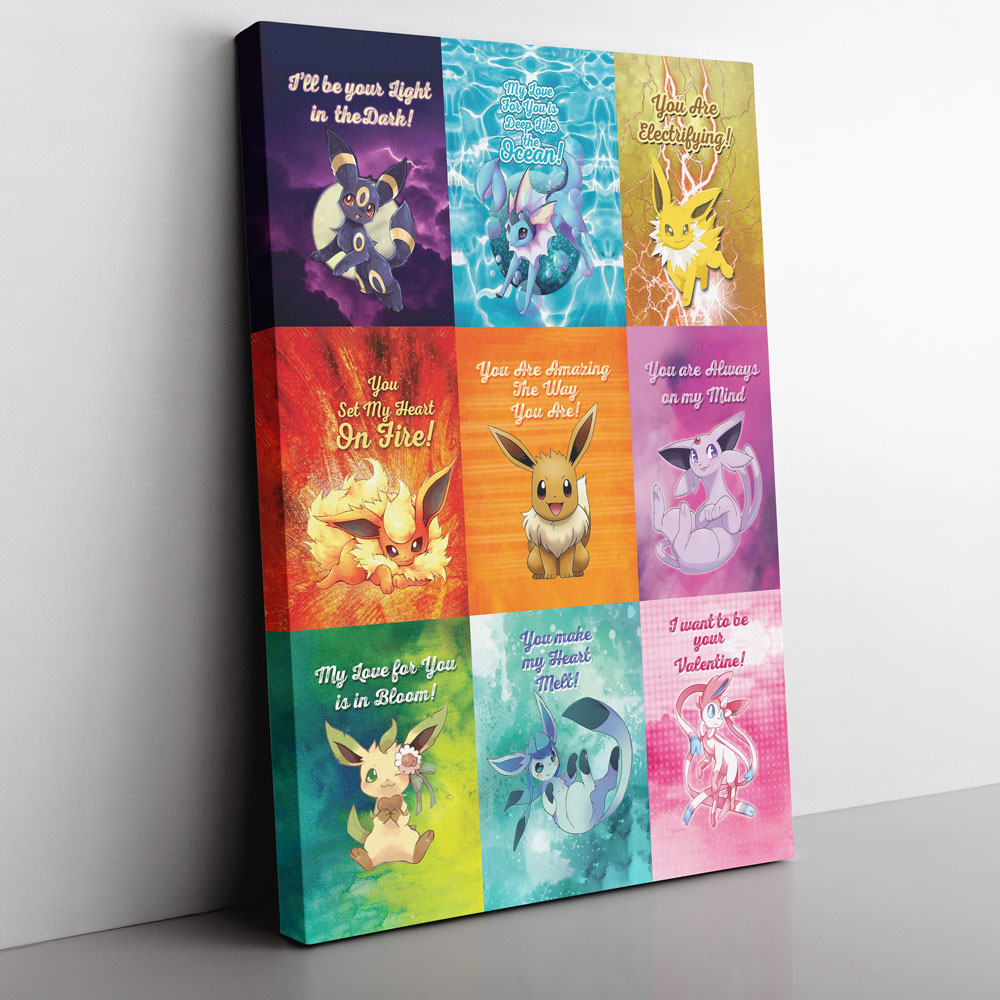 Eeveelutions-Love-Quotes-Pokemon-Vertical-Canvas-Poster-Print-Wall-Art-Decor Eeveelutions Love Quotes Pokemon Vertical Canvas Poster Print Wall Art Decor