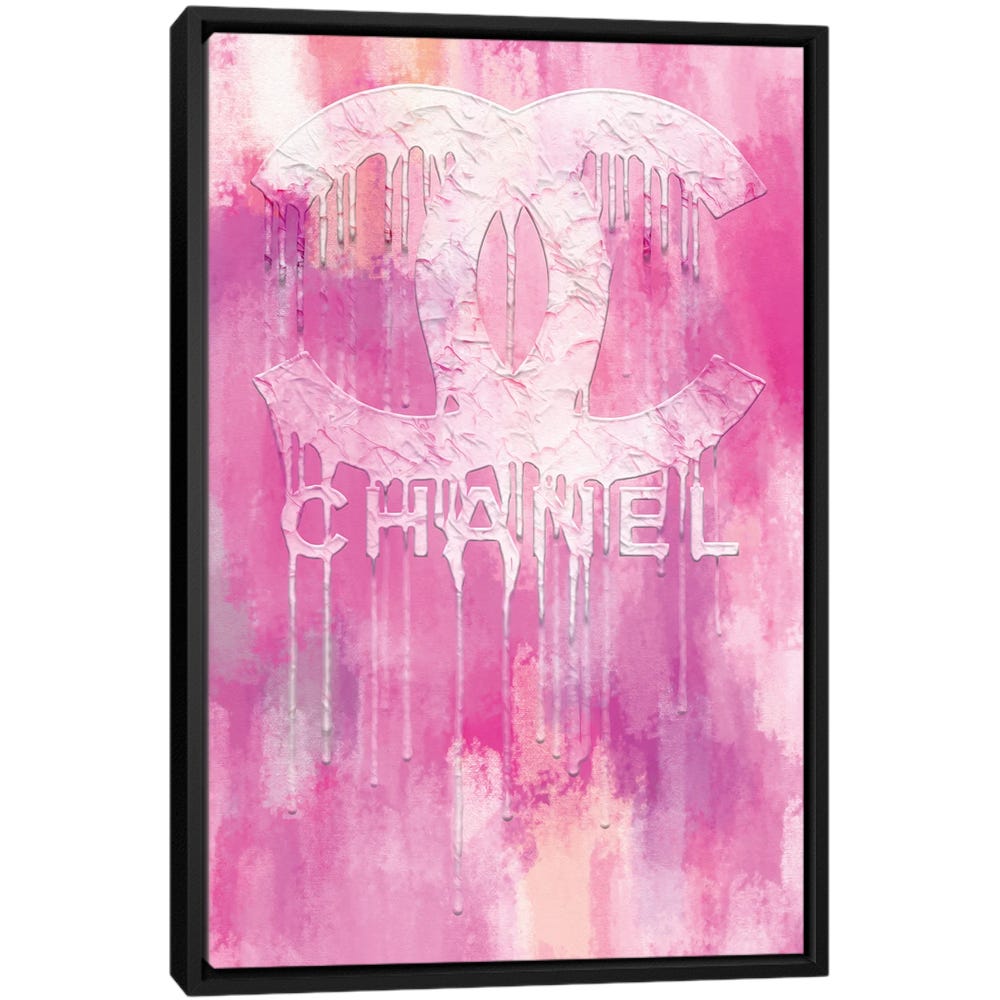 Fashion-Drips-CC-Pinkly-Black-Framed-Canvas-Stretched-Wrapped-Canvas-Print-Wall-Art-Decor Fashion Drips CC Pinkly - Black Framed Canvas