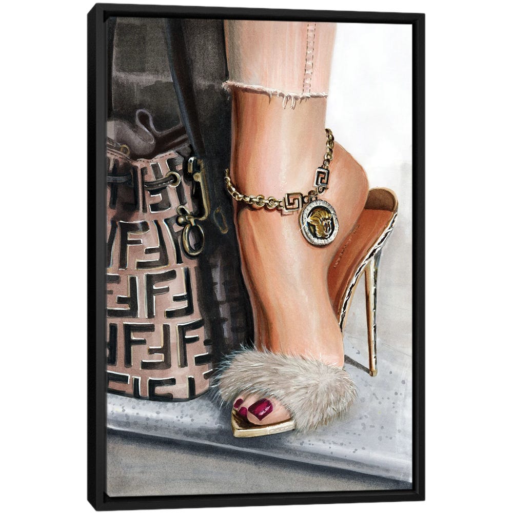 Fendi-Black-Framed-Canvas-Stretched-Wrapped-Canvas-Print-Wall-Art-Decor Fendi - Black Framed Canvas