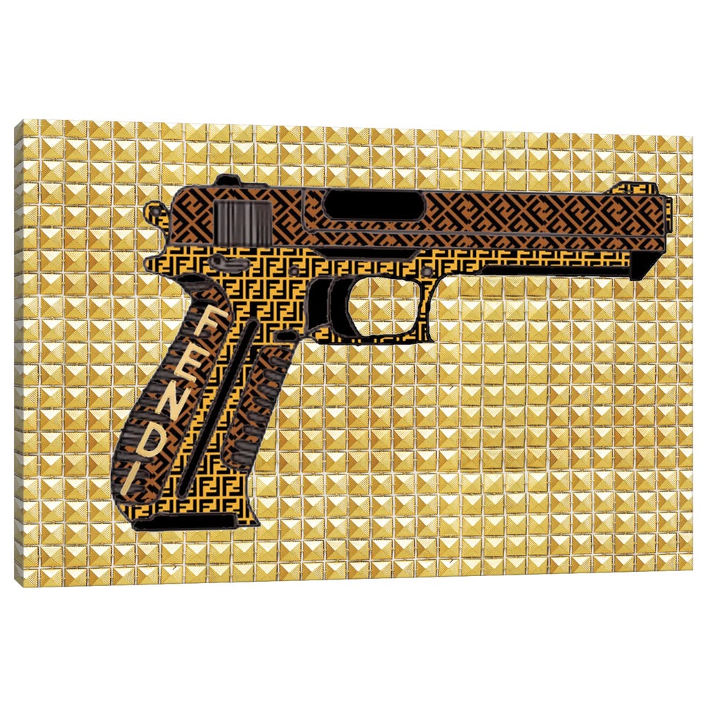 Fendi-Gun-Black-Framed-Canvas-Stretched-Wrapped-Canvas-Print-Wall-Art-Decor-1 Stretched Wrapped Canvas Print