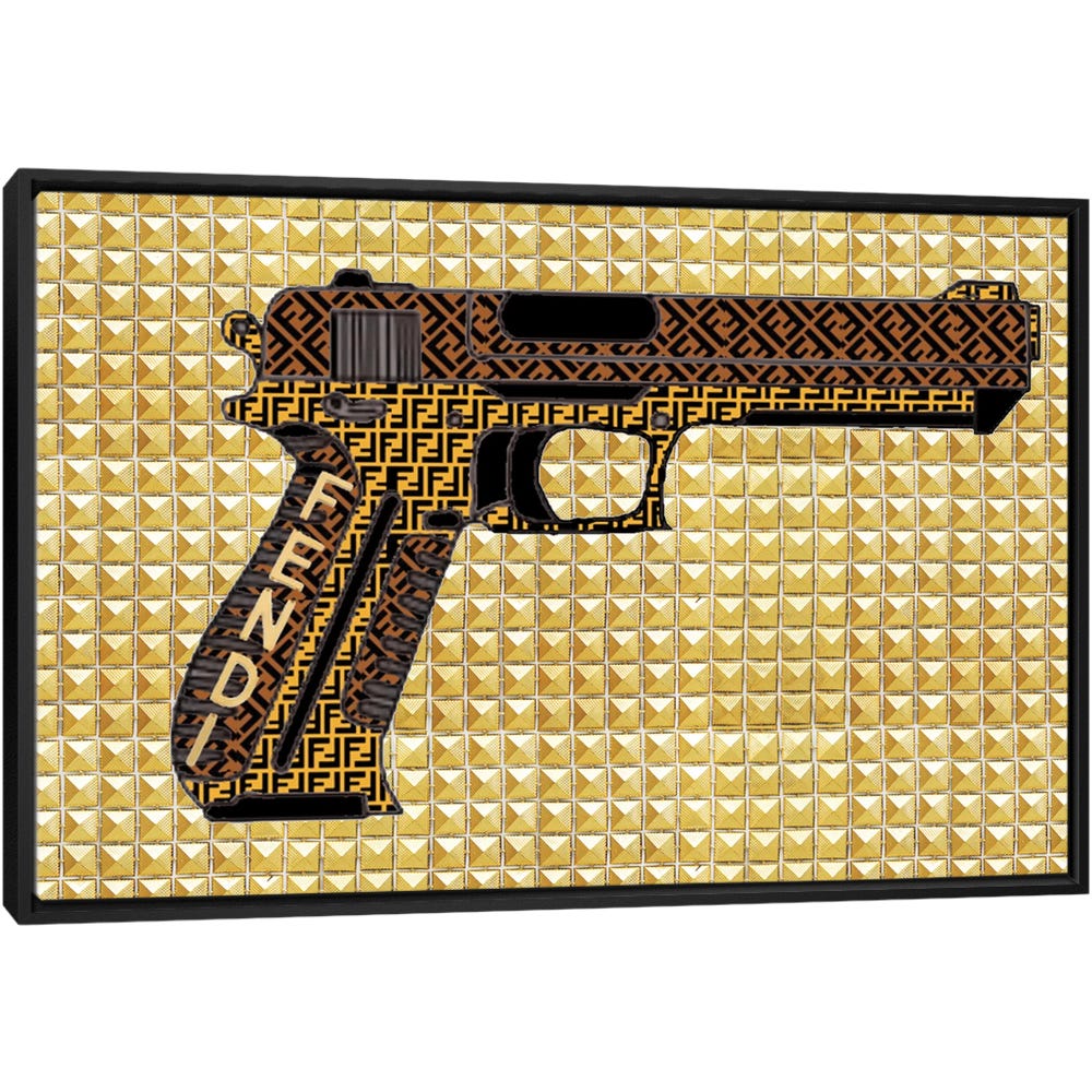 Fendi-Gun-Black-Framed-Canvas-Stretched-Wrapped-Canvas-Print-Wall-Art-Decor Fendi Gun - Black Framed Canvas
