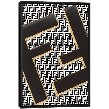 Fendi Logo Design - Black Framed Canvas