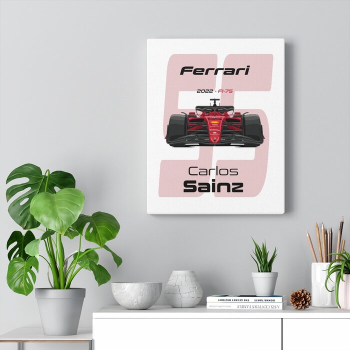 Ferrari-Formula-1-2022-Carlos-Sainz-55-Racing-Car-F1-75-Canvas-Art-Print-Gift-for-F1-Fan-Formula-One-White-2
