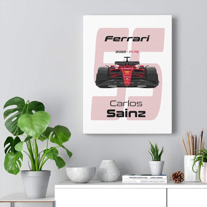 Ferrari-Formula-1-2022-Carlos-Sainz-55-Racing-Car-F1-75-Canvas-Art-Print-Gift-for-F1-Fan-Formula-One-White-3