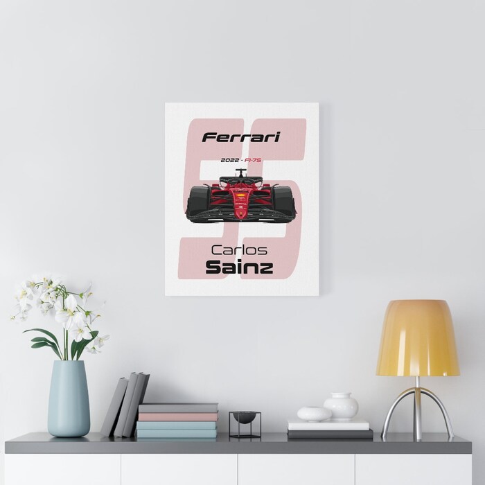 Ferrari-Formula-1-2022-Carlos-Sainz-55-Racing-Car-F1-75-Canvas-Art-Print-Gift-for-F1-Fan-Formula-One-White-4