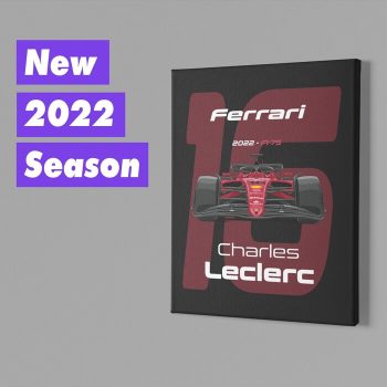 Ferrari Formula 1 2022 Charles Leclerc #16 Racing Car F1-75 Canvas Art Print Gift for F1 Fan Formula One - White
