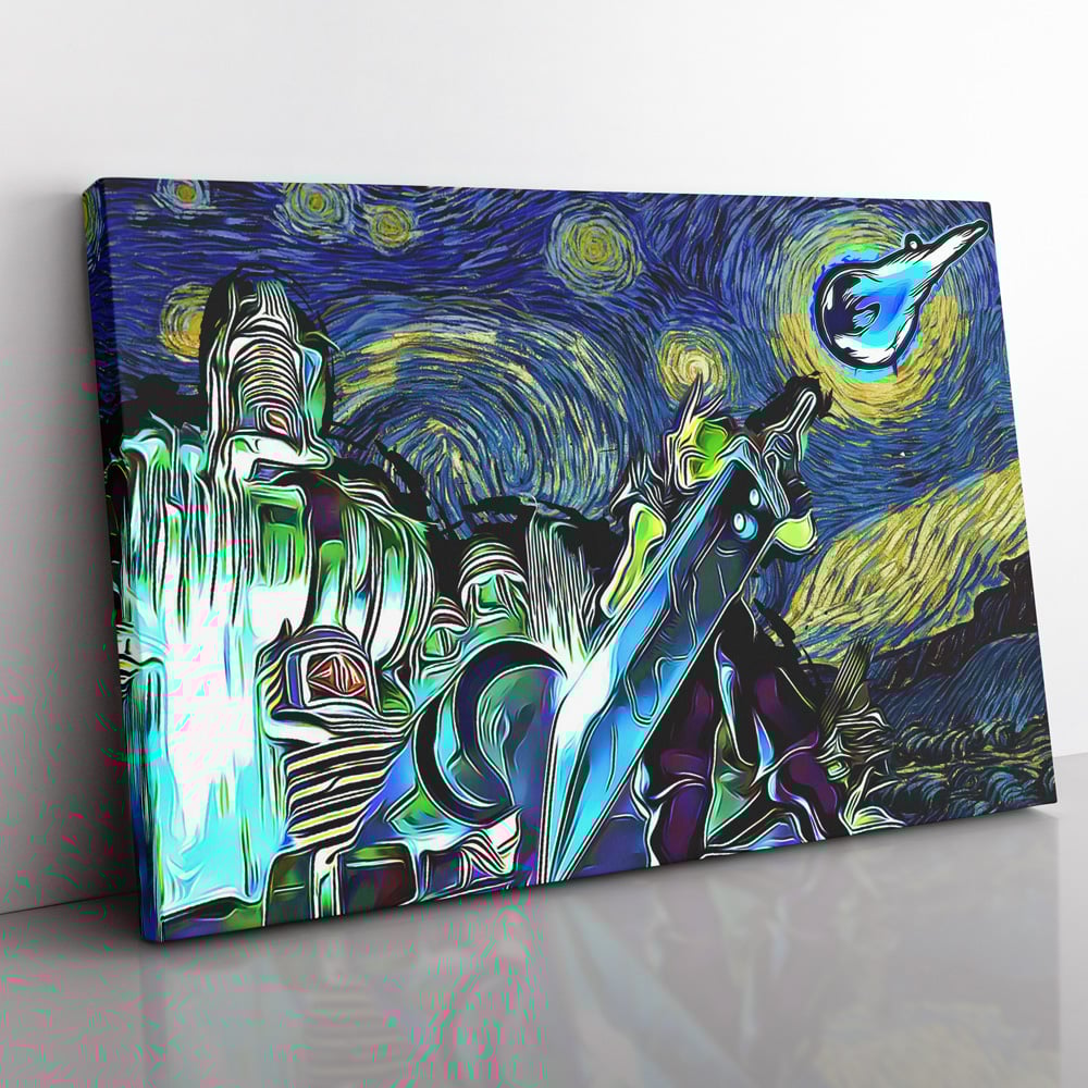 Final-Fantasy-7-Starry-Night-Midgar-Canvas-Poster-Print-Wall-Art-Decor Final Fantasy 7 Starry Night Midgar Canvas Poster Print Wall Art Decor