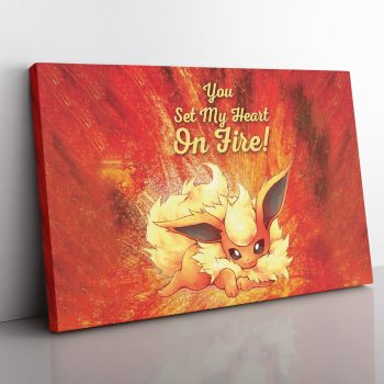 Flareon on Fire Pokemon Canvas Poster Print Wall Art Decor