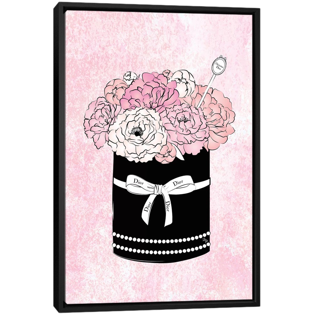 Flower-Box-Dior-Black-Framed-Canvas-Stretched-Wrapped-Canvas-Print-Wall-Art-Decor Flower Box Dior - Black Framed Canvas