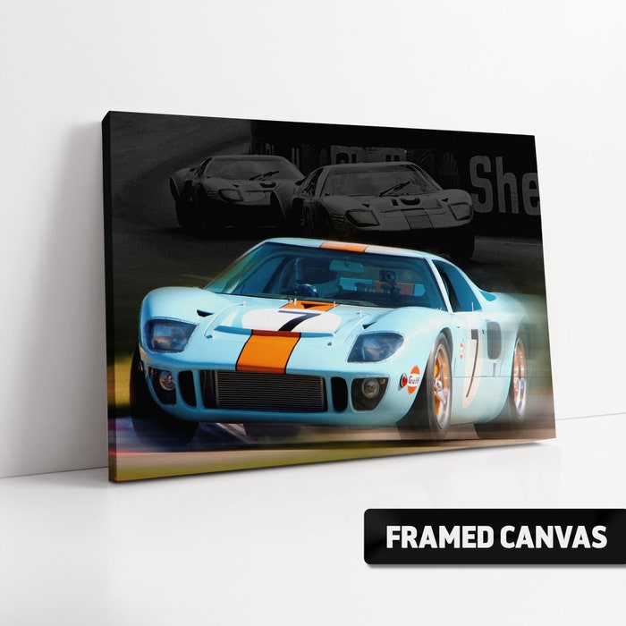 Ford-Gt40-7-1969-Gulf-Le-Mans-Canvas-Print-Box-Framed-Stretched-Canvas-Poster-Print Ford Gt40 #7 1969 Gulf Le Mans Canvas Print Box Framed Stretched Canvas Poster Print