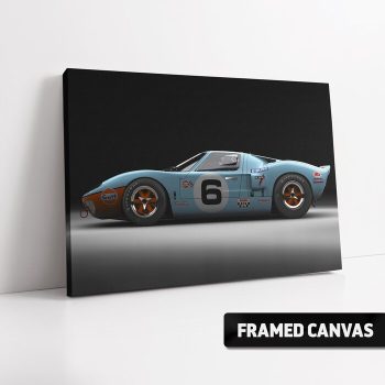 Ford Gt40 Mk1 #6 Winner 1969 24Hr Gulf Le Mans Jacky Ickx   Box Framed Stretched Canvas Poster Print