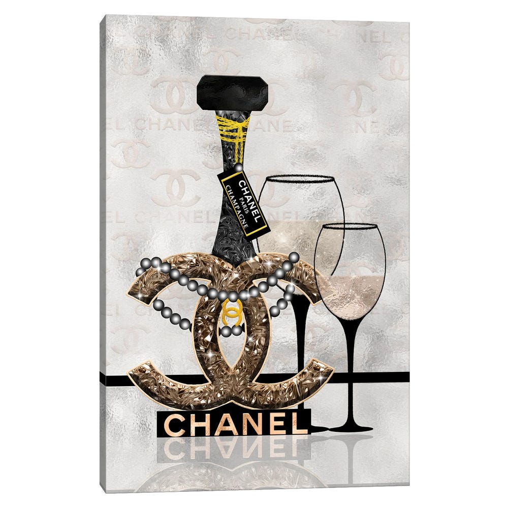 Getting-Tipsy-With-Chanel-Black-Framed-Canvas-Stretched-Wrapped-Canvas-Print-Wall-Art-Decor-1 Stretched Wrapped Canvas Print