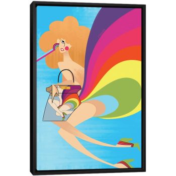 Girl And Fendi - Black Framed Canvas