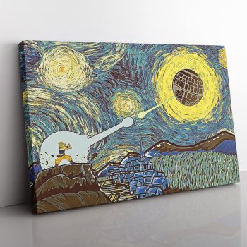 Goku vs Death Star Starry Night Canvas Poster Print Wall Art Decor