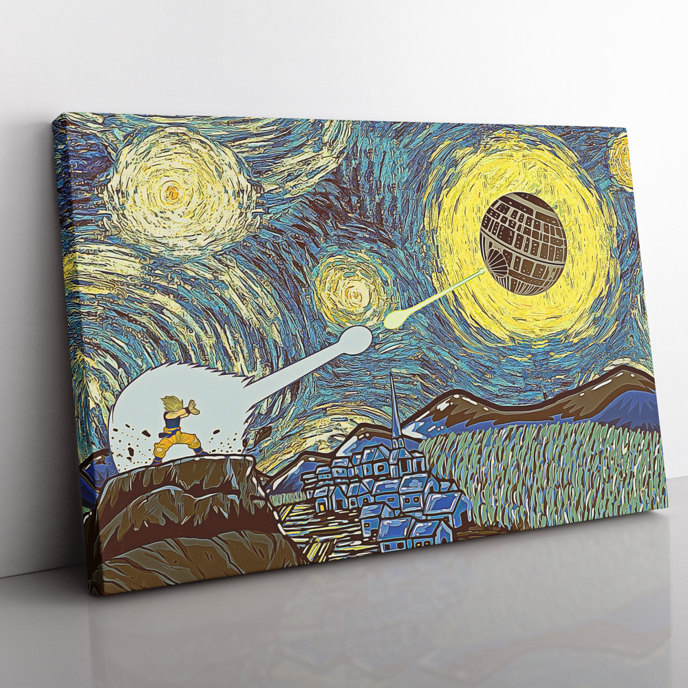 Goku-vs-Death-Star-Starry-Night-Canvas-Poster-Print-Wall-Art-Decor Goku vs Death Star Starry Night Canvas Poster Print Wall Art Decor