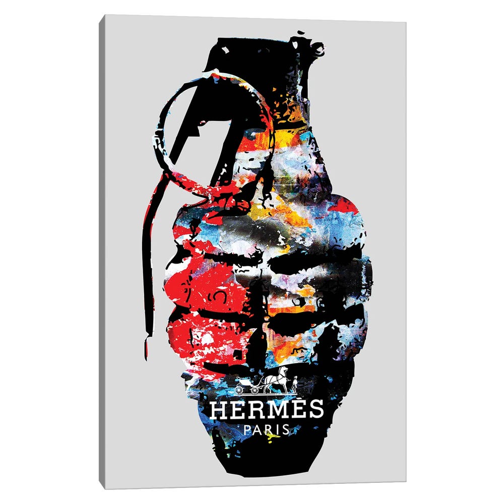Grenade-Hermes-Black-Framed-Canvas-Stretched-Wrapped-Canvas-Print-Wall-Art-Decor-1 Stretched Wrapped Canvas Print