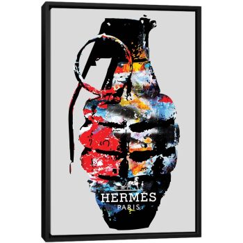 Grenade Hermes - Black Framed Canvas
